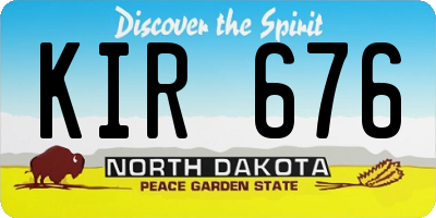 ND license plate KIR676