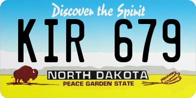 ND license plate KIR679
