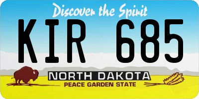 ND license plate KIR685
