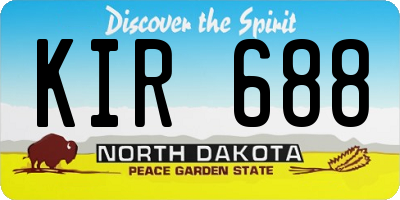 ND license plate KIR688