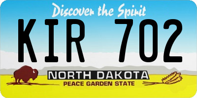ND license plate KIR702