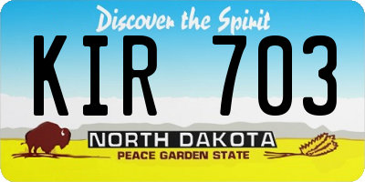 ND license plate KIR703