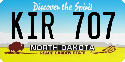ND license plate KIR707
