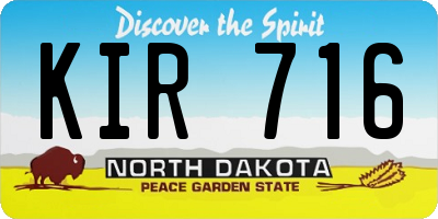 ND license plate KIR716