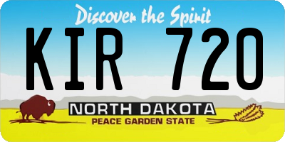 ND license plate KIR720