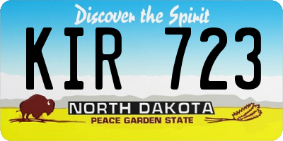 ND license plate KIR723