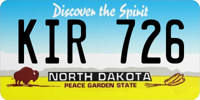 ND license plate KIR726