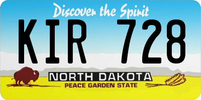 ND license plate KIR728