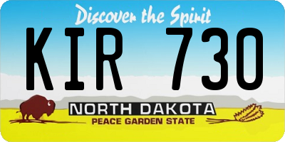 ND license plate KIR730