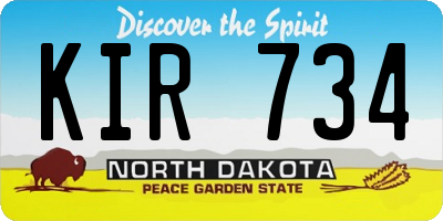 ND license plate KIR734