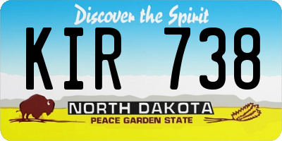 ND license plate KIR738