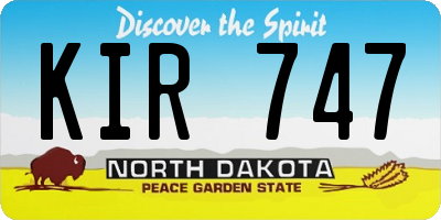 ND license plate KIR747