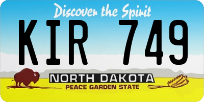 ND license plate KIR749