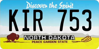 ND license plate KIR753