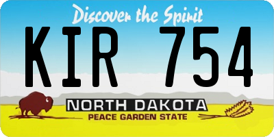 ND license plate KIR754