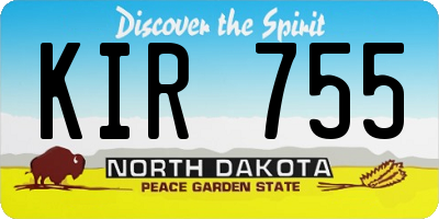 ND license plate KIR755