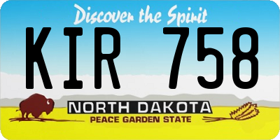 ND license plate KIR758