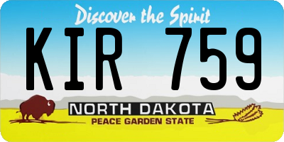 ND license plate KIR759