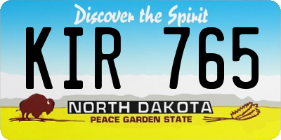 ND license plate KIR765