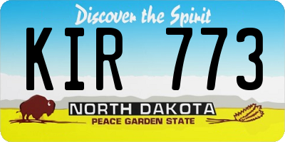 ND license plate KIR773