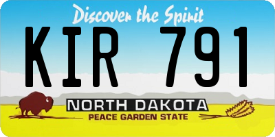 ND license plate KIR791