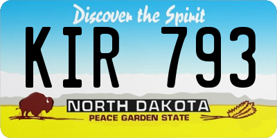 ND license plate KIR793