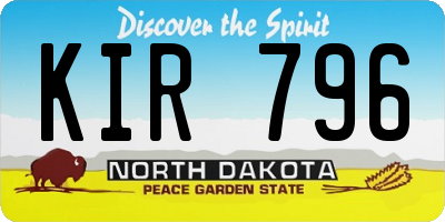 ND license plate KIR796