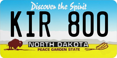 ND license plate KIR800