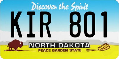 ND license plate KIR801