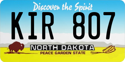 ND license plate KIR807