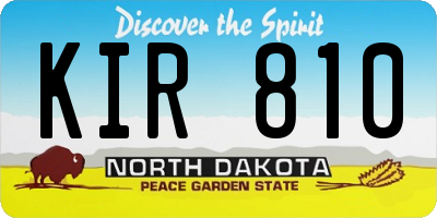 ND license plate KIR810