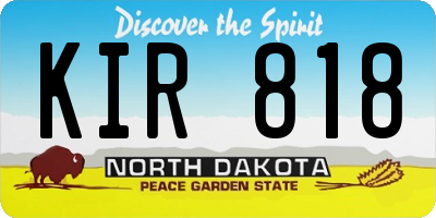 ND license plate KIR818