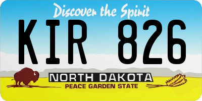 ND license plate KIR826