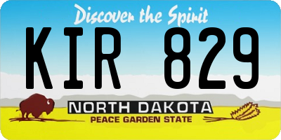 ND license plate KIR829
