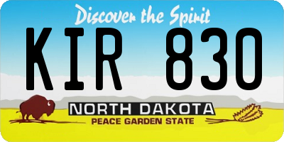 ND license plate KIR830
