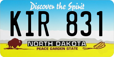 ND license plate KIR831