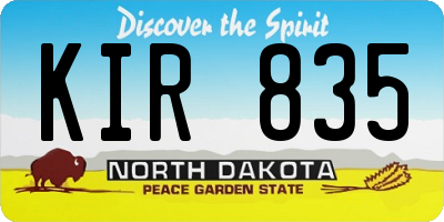 ND license plate KIR835