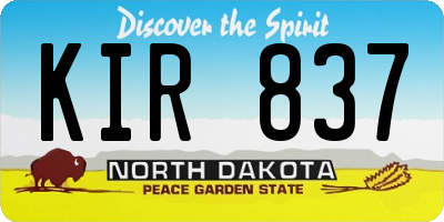 ND license plate KIR837