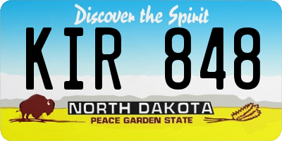 ND license plate KIR848