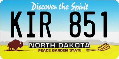 ND license plate KIR851