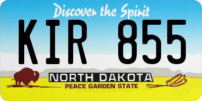 ND license plate KIR855