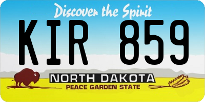 ND license plate KIR859