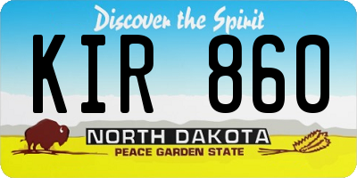 ND license plate KIR860