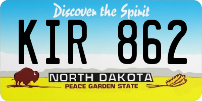 ND license plate KIR862