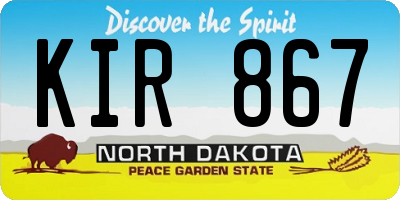 ND license plate KIR867
