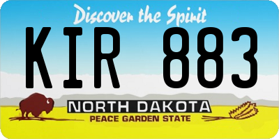 ND license plate KIR883