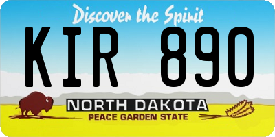 ND license plate KIR890