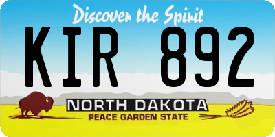 ND license plate KIR892