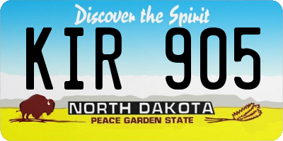 ND license plate KIR905