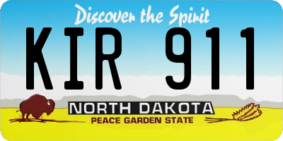 ND license plate KIR911